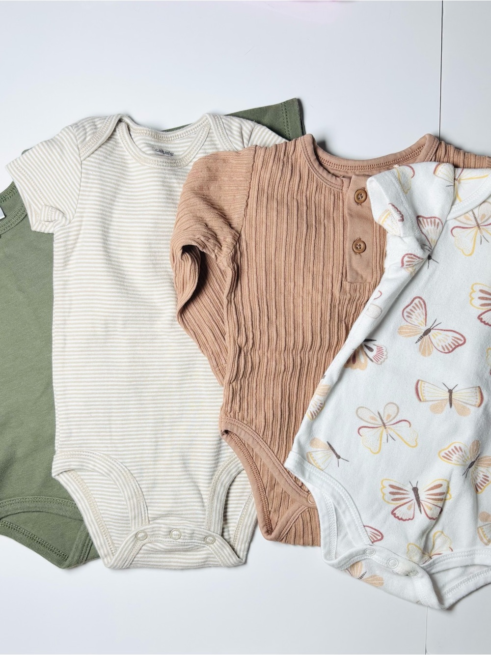 Premium Organic Earthtone Butterfly Bodysuit Bundle 4pcs 6-9M Summer Cottagecore
